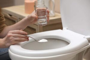 unclog toilet with baking soda and vinegar